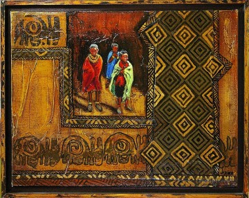 afrikanischen Jungen Goldpulver mit Textur Ölgemälde